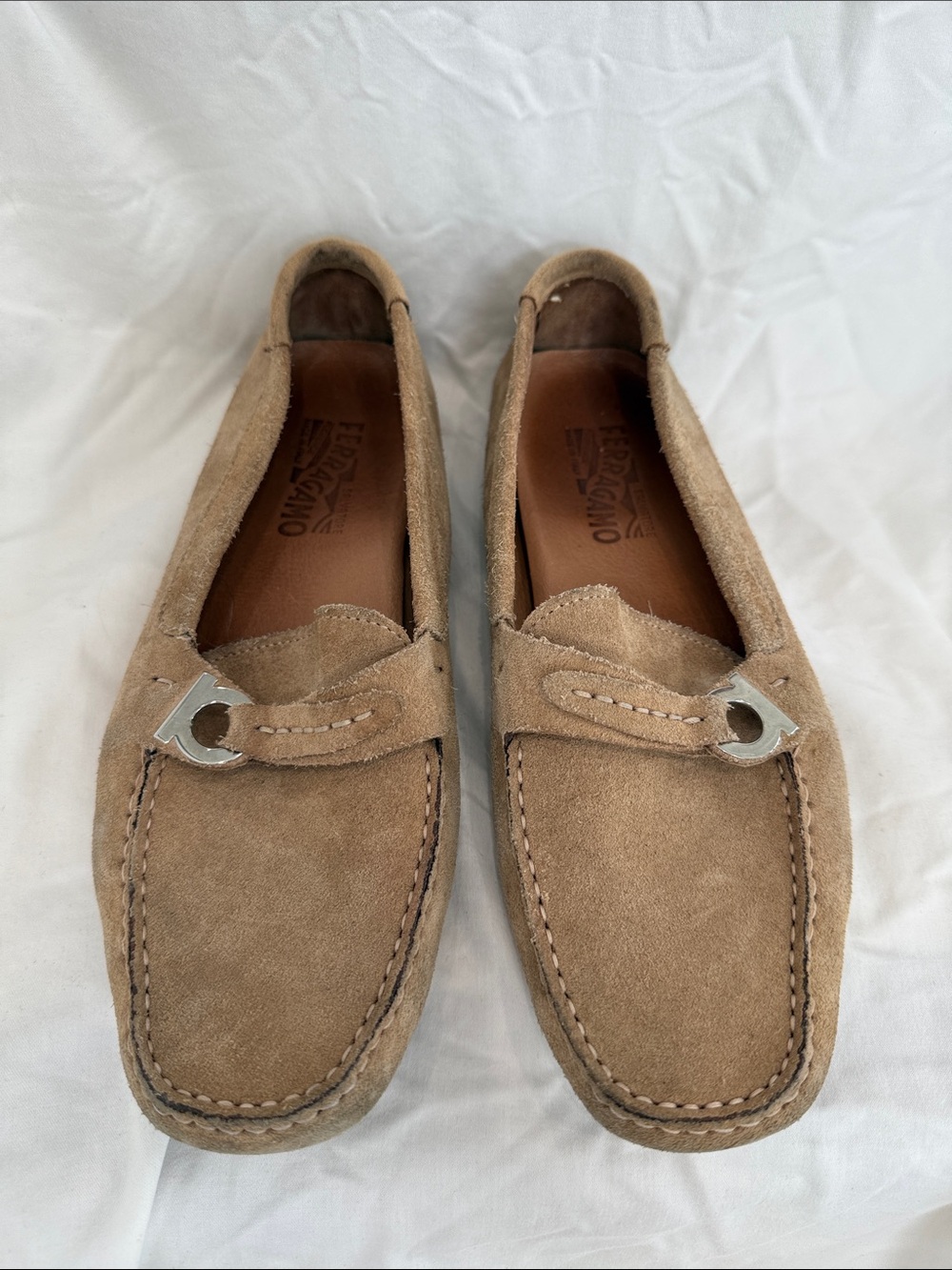 Salvatore Ferragamo Women’s Suede Tan Loafers